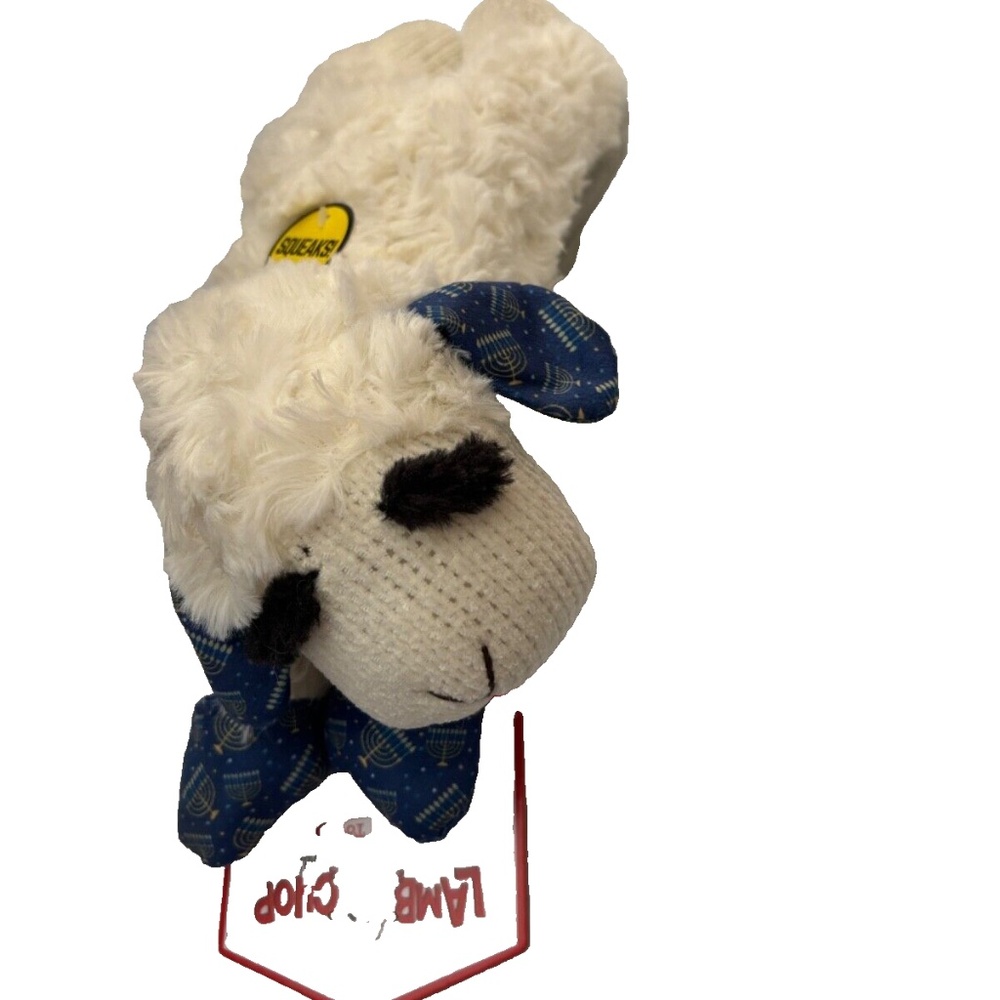 Multipet Lambchop Hanukkah Holiday Menorah Ear 10" Lamb Chop Dog Toy Chanukah
